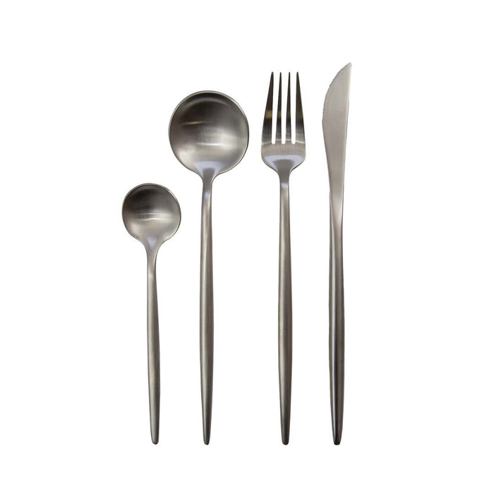 Household 24 pieces Mat Silver rounded contours