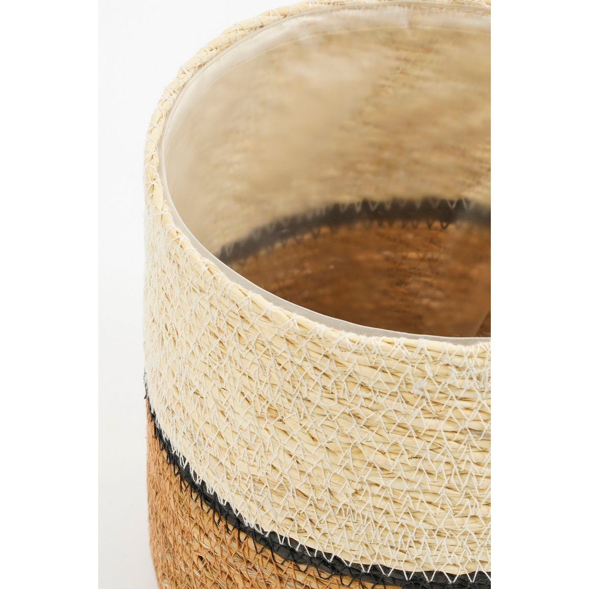 Damian Plant basket - Set of 2 - H20 x Ø20 cm - Seagrass - White