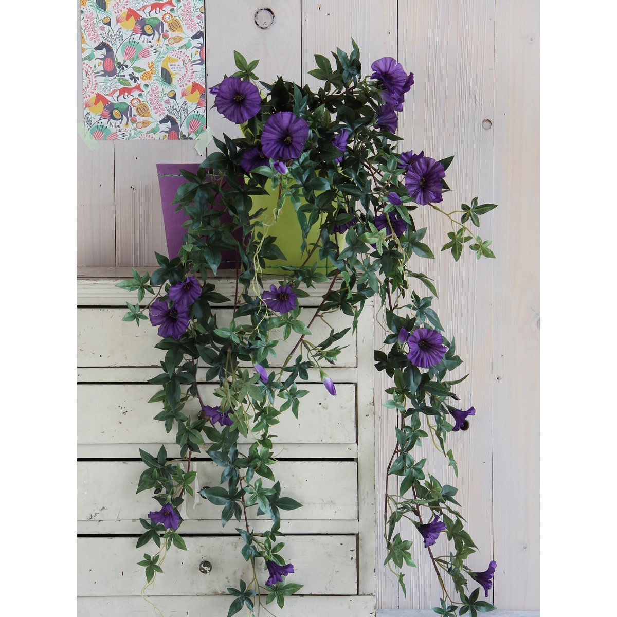 Petunia Artificial Hanging Plant - L15 x W20 x H80 cm - Dark purple