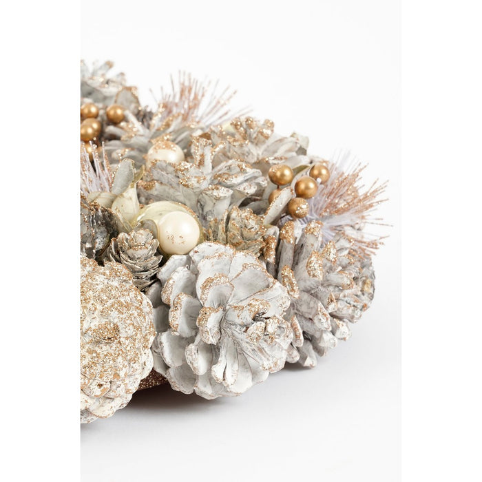 Hanley Christmas wreath with pine cones - H9 x Ø34 cm - White