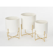 White & Gold Trio Plant Pots