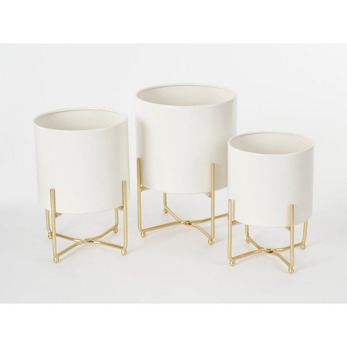 Witte en gouden trio plantenpotten