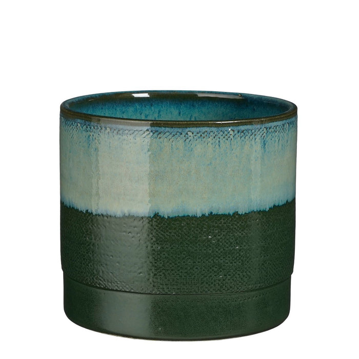 Olof Bloempot - H20 x Ø22 cm - Terracotta - Donkergroen