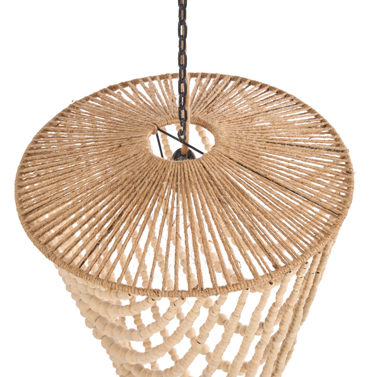 The Wooden Bead Chandelier - Natural - L