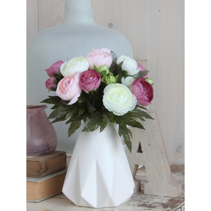 Ranunculus Kunstbloemenboeket - H22 x Ø19 cm - Roze