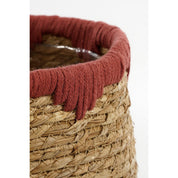 Jorck Plant Basket - Set of 3 - H24 x Ø26 cm - Seagrass - Red, Brown