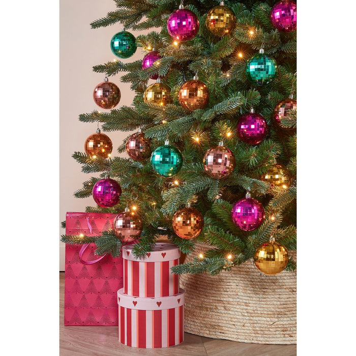 Christmas balls set - 30 pieces - Ø8 cm - unbreakable - pink, fuchsia, gold, orange, green