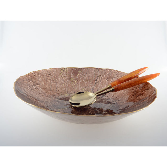 GOUD EN ORANJE SALADESERVERS 29CM