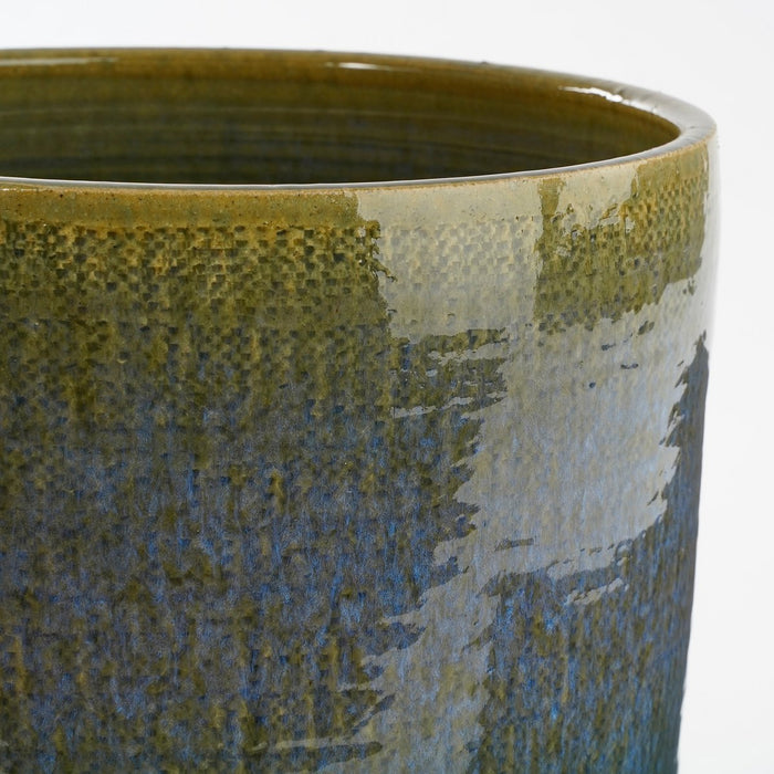 Olof Bloempot - H20 x Ø22 cm - Terracotta - Donkerblauw