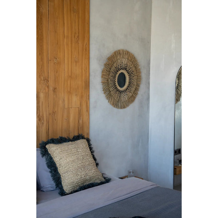 The Raffia Cushion Cover Square - Natural Black - 60x60