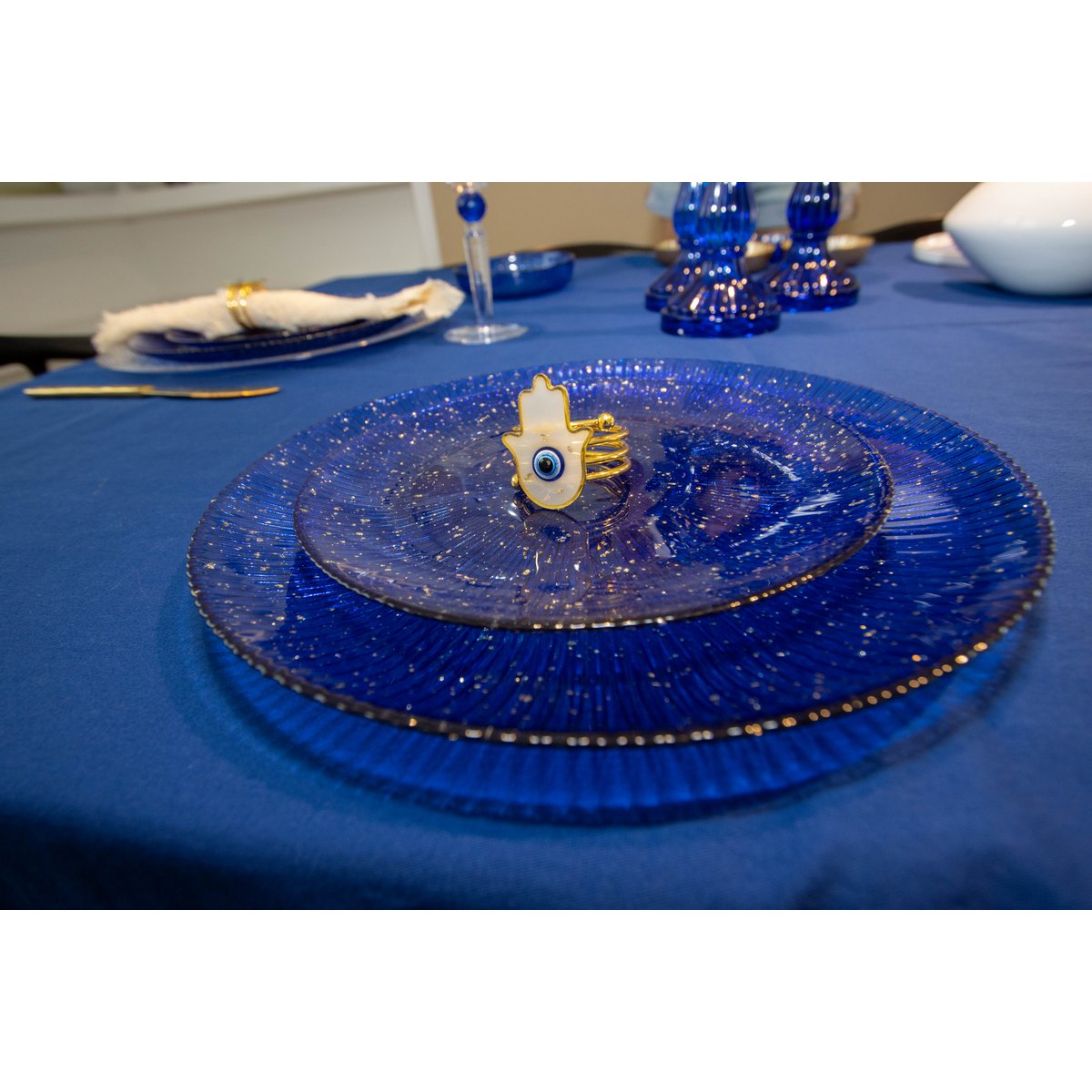 Constellation blue dessert plate 21x21x2cm