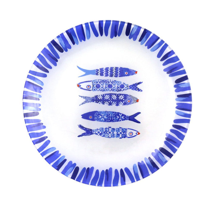 Blue fish dessert plate 20x20x1.3cm - Lot of 6