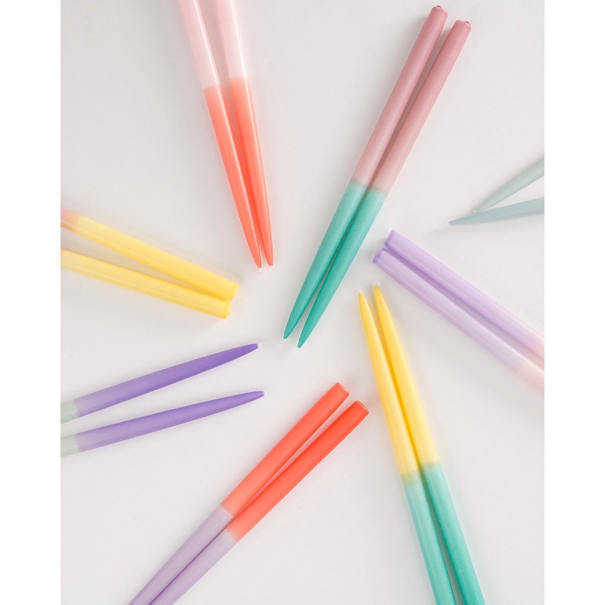 Dinner candle Dip-dye Light blue